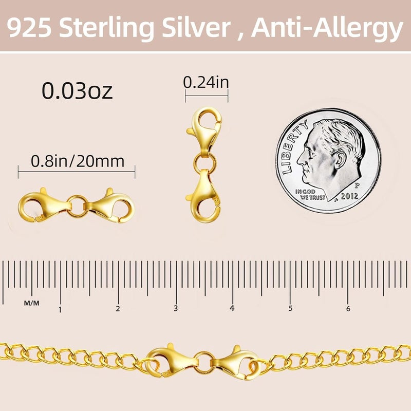 OHINGLT Double Lobster Claw Clasps 925 Sterling Silver Necklace Extender, Double End Design Necklace Clasps and Closures, Bracelet Connector Suitable for Jewelry Making - Image 2